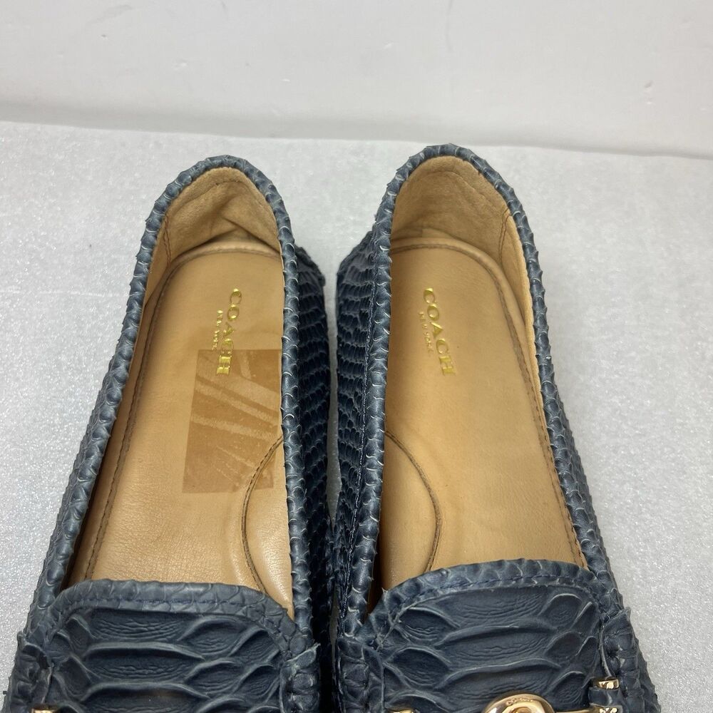 Coach Arlene Leather Loafer Alligator Pattern Teal Blue Womens Sz 11B Slip On - Picture 5 of 13
